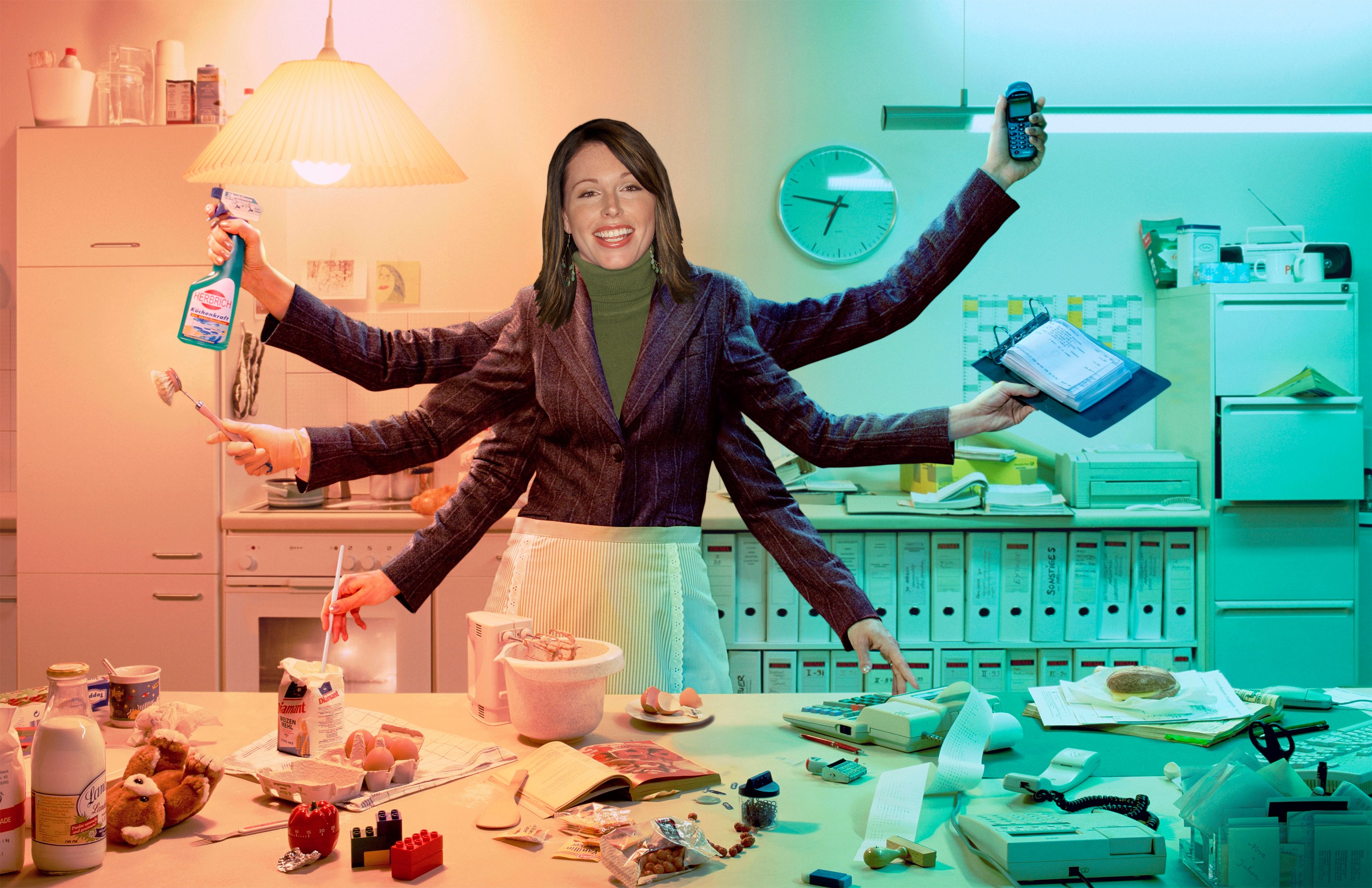 multitask woman with many hands