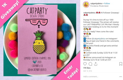 catparty instagram giveaway ideas