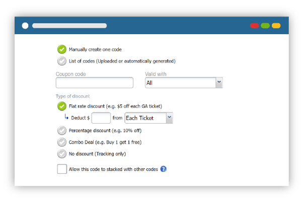 a payment options and coupon codes