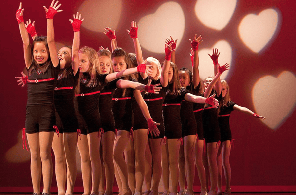 group of girls dancers on stage