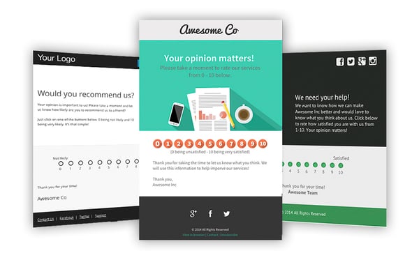 three different types of event marketing survey forms