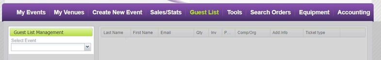 an editing code guest list management in Purplepass account