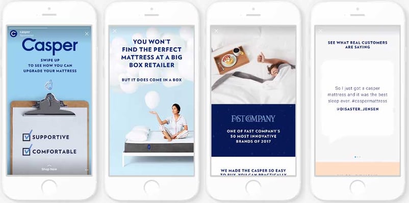iPhone screens with different ads on them