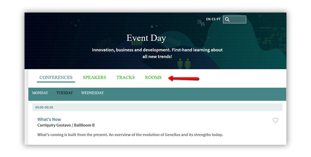 a sample of the navigation bar for the event