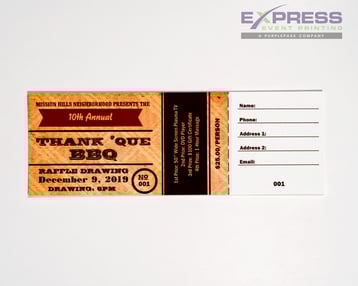 thank 'que bbq raffle ticket