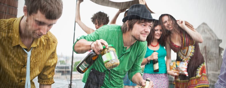 people caught in the rain
