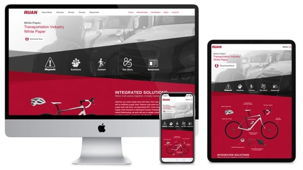 same website design on desktop, tablet and mobile phone