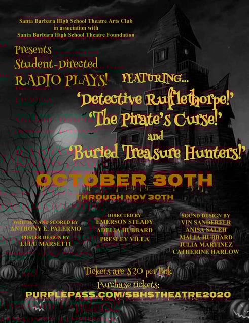 Radio Plays poster for Santa Barbara High School Theatre