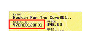 ticket serial number inside red box