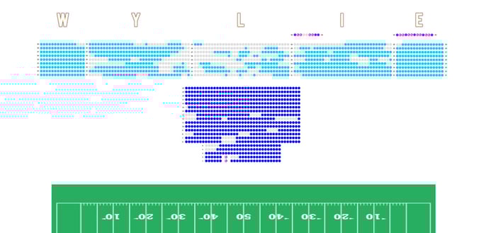 a assigned seating map with the word Wylie on it