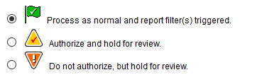 Authorize.net filter actions or options to process and report filters